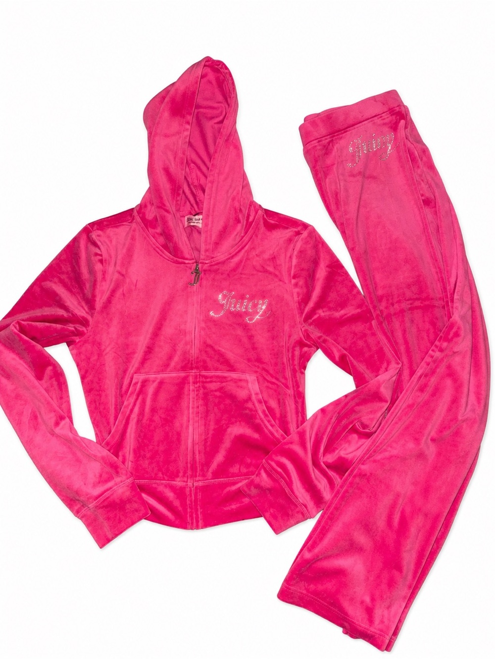 Juicy Couture Girls Bright Pink Velour Zip-Up Hoodie